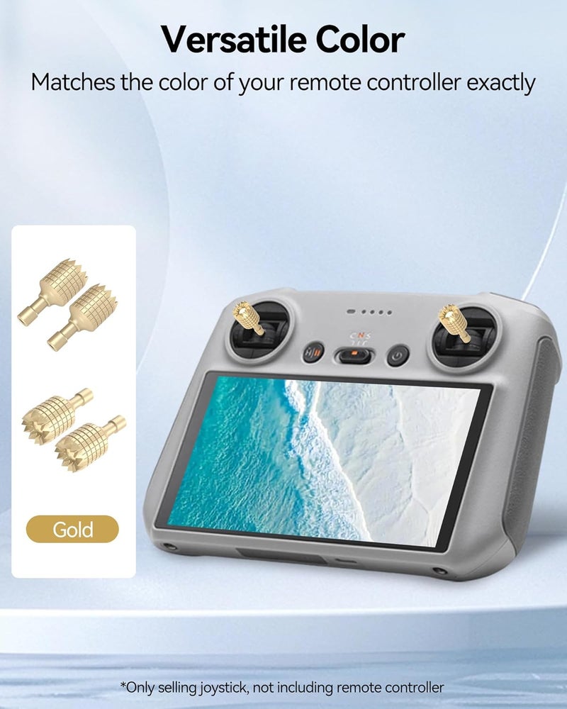 LKTOP 2 Pairs Mini 3/Mini 3 Pro/Mini 4 Pro/Air 3/Air 2S/Mavic 3/Mavic 3 Pro/Mavic 3 Classic Remote Controller Sticks for DJI 𝗥𝗖/𝗥𝗖𝟮 Joystick Rocker Replacement Accessories (Gold) - Image 4